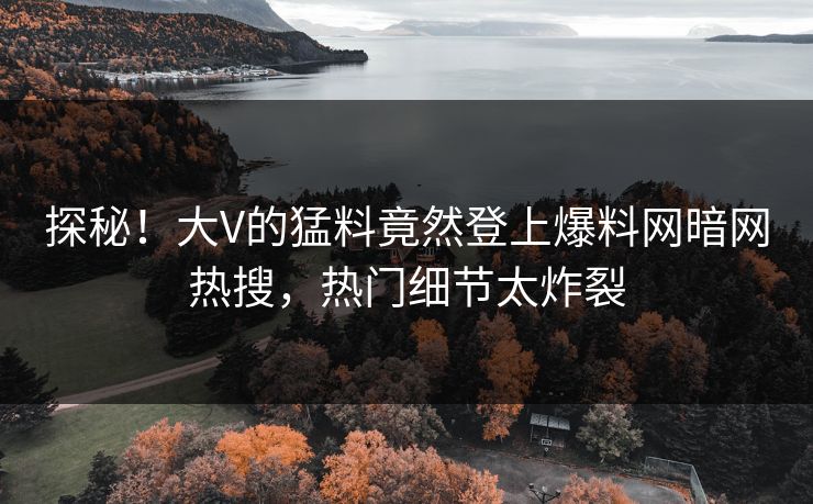 探秘！大V的猛料竟然登上爆料网暗网热搜，热门细节太炸裂