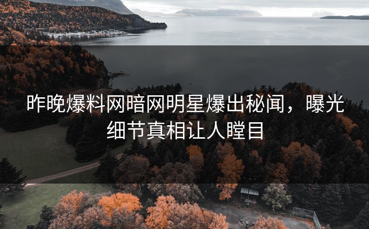 昨晚爆料网暗网明星爆出秘闻，曝光细节真相让人瞠目