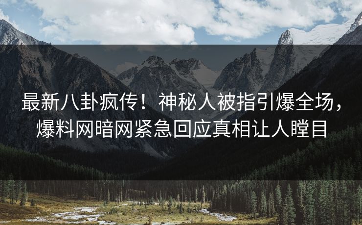 最新八卦疯传！神秘人被指引爆全场，爆料网暗网紧急回应真相让人瞠目