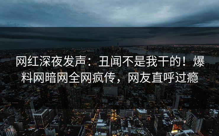 网红深夜发声：丑闻不是我干的！爆料网暗网全网疯传，网友直呼过瘾
