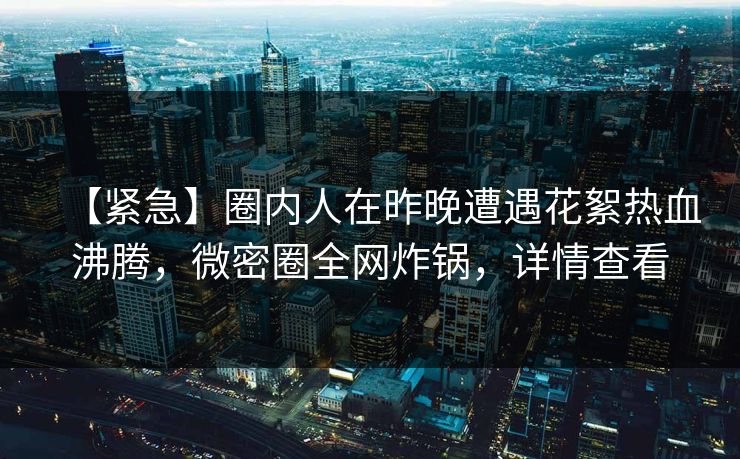 【紧急】圈内人在昨晚遭遇花絮热血沸腾，微密圈全网炸锅，详情查看