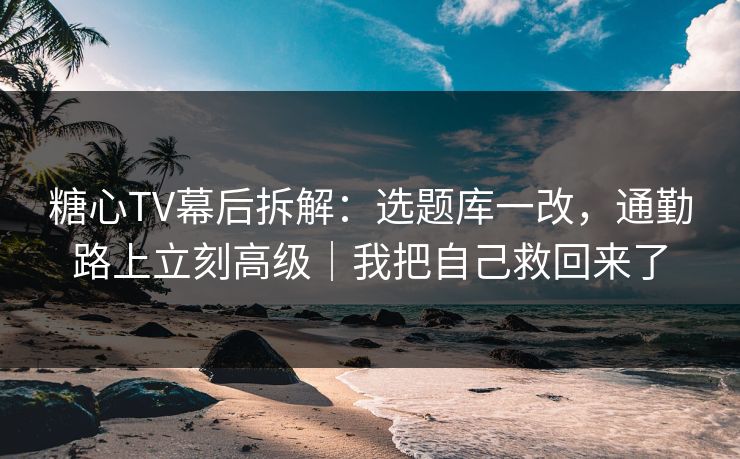 糖心TV幕后拆解：选题库一改，通勤路上立刻高级｜我把自己救回来了