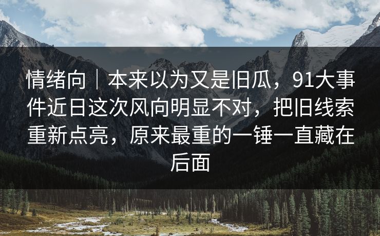 情绪向｜本来以为又是旧瓜，91大事件近日这次风向明显不对，把旧线索重新点亮，原来最重的一锤一直藏在后面